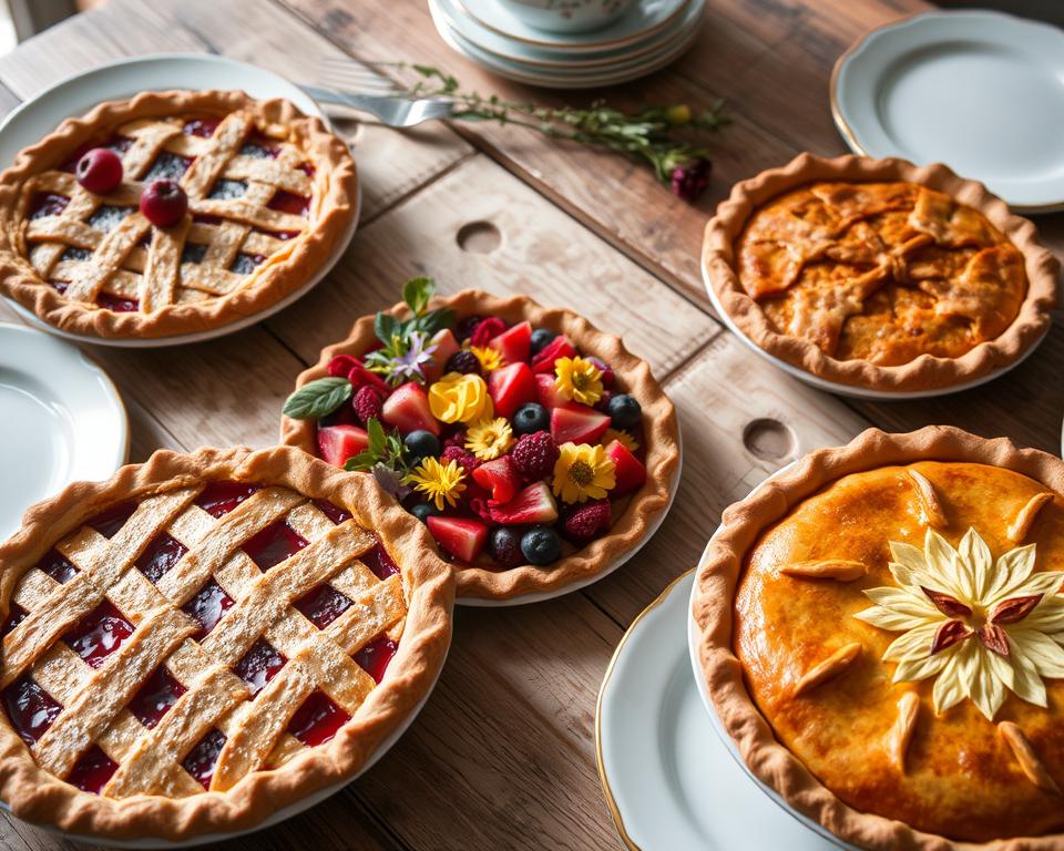 Pie presentation with decorative techniques